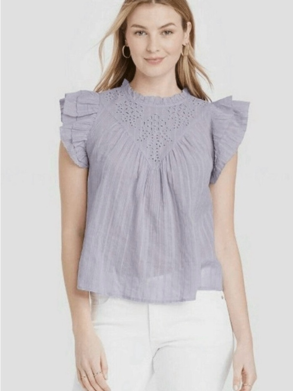 Universal Thread Lavender Flutter Sleeve Blouse Size Small